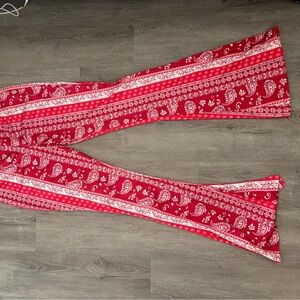 Red Paisley Flared Pants
